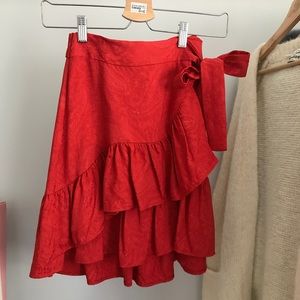 NEW Maje Red Short Wrap Skirt Size 34 (xs)